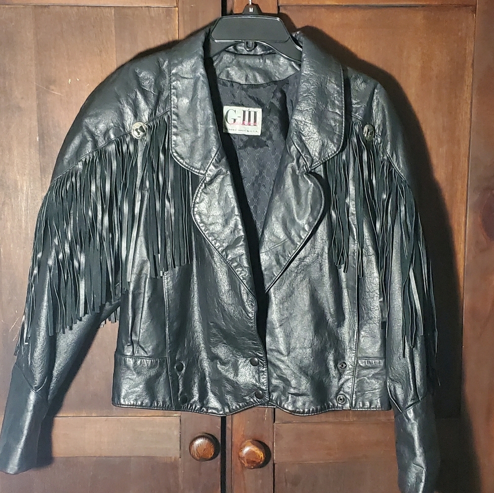 Vintage G-III leather jacket with fringe